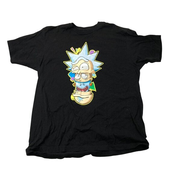 Rick And Morty Mens T-Shirt Size XL Black Crew Neck Graphic Tee Short Sleeve Y2K - Picture 1 of 8